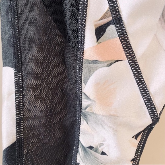 Athleta Black & Gray Blossom Intuition Floral High Rise Mesh 7/8 Leggings - Picture 5 of 6